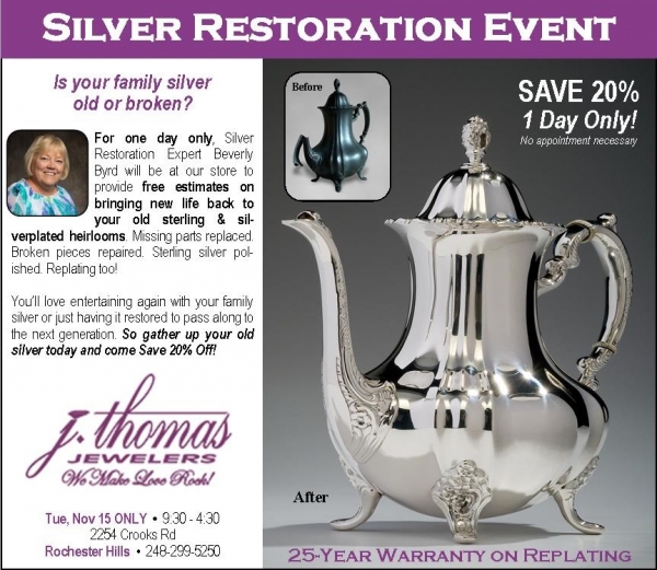 Silver Restoration Event, Tues. Nov 15th